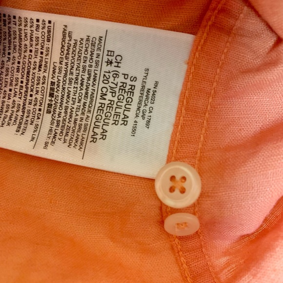 GAP kids Orange button down linen shirt. - Picture 3 of 10